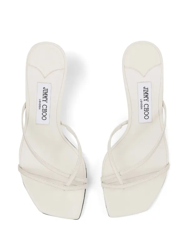 専用　　　JIMMY CHOO ホワイト ツイストサンダル Jimmy Choo 50mm Etana Strappy Leather Mules | White | FARFETCH