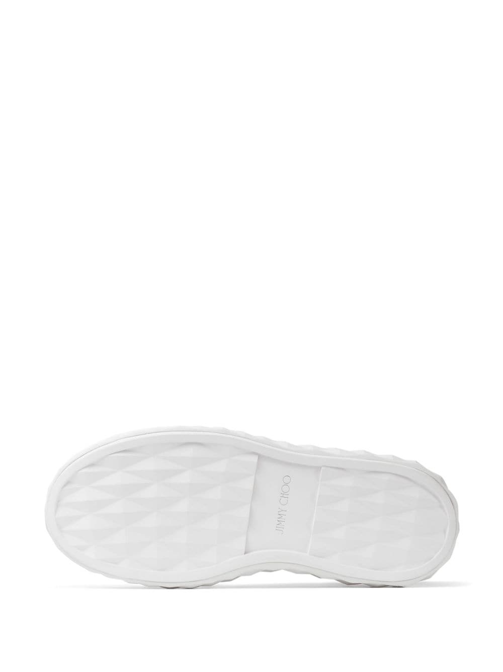 Shop Jimmy Choo Diamond Maxi Metallic-effect Sneakers In White