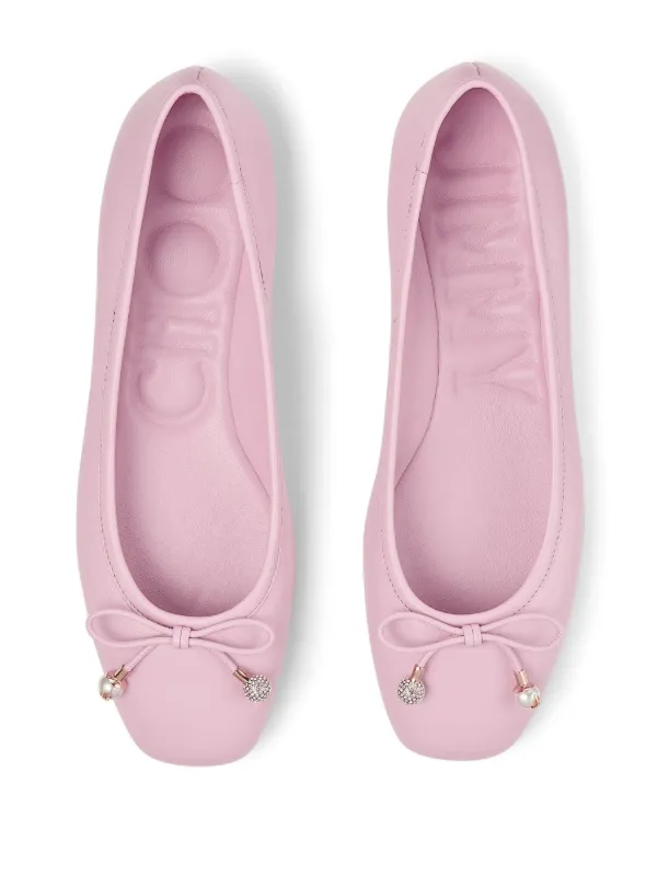 Jimmy Choo Elme Bow Ballerina Shoes | Pink | FARFETCH