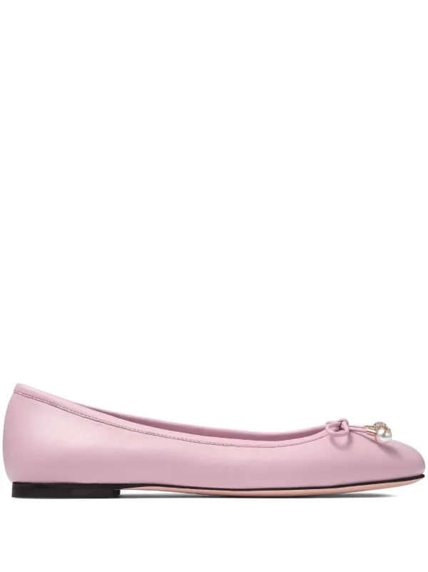 Jimmy Choo Elme Bow Ballerina Shoes | Pink | FARFETCH