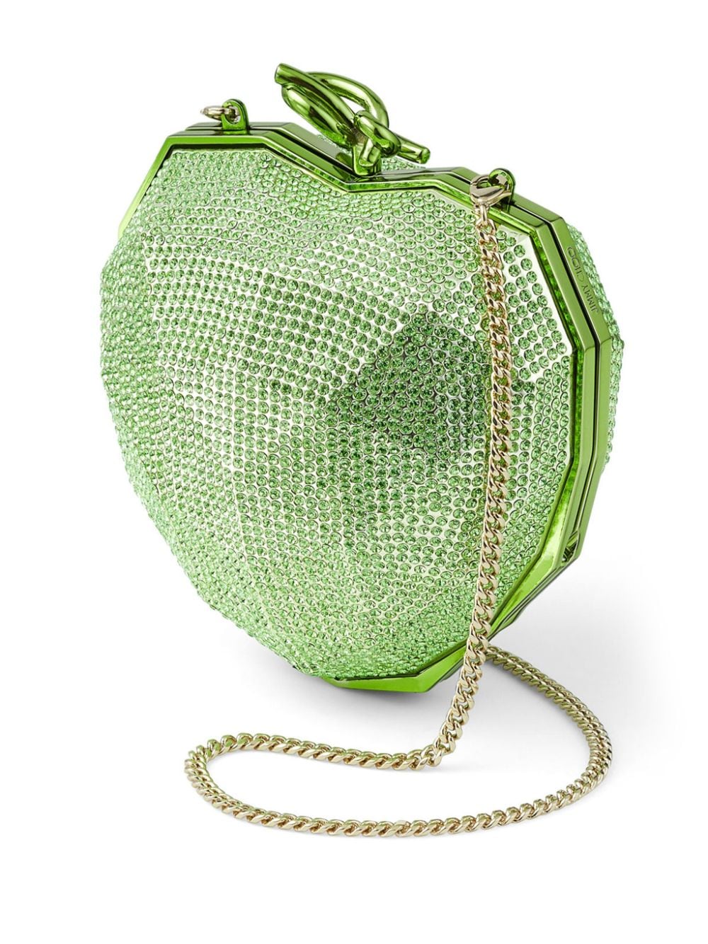 Shop Jimmy Choo Faceted Heart Clutch Bag In Green