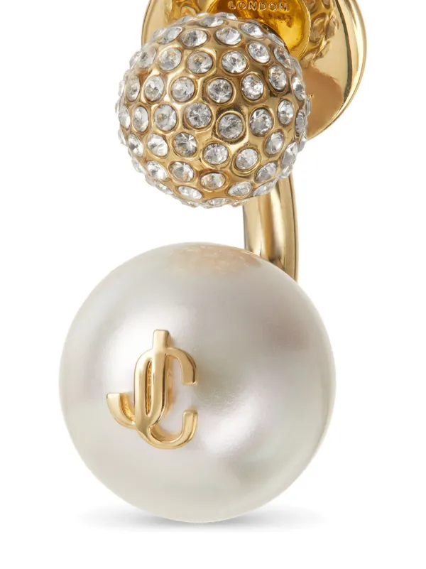 JIMMY CHOO☆ オーリ ピアス S ゴールド ホワイト Jimmy Choo Auri クリスタル ピアス | ゴールドトーン | FARFETCH JP