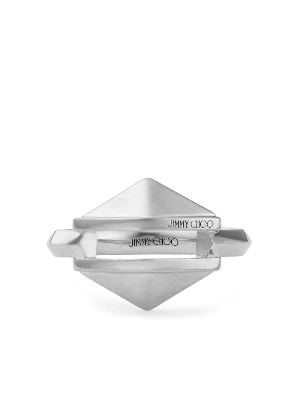 Jimmy Choo Diamond logo-engraved ring - Argento
