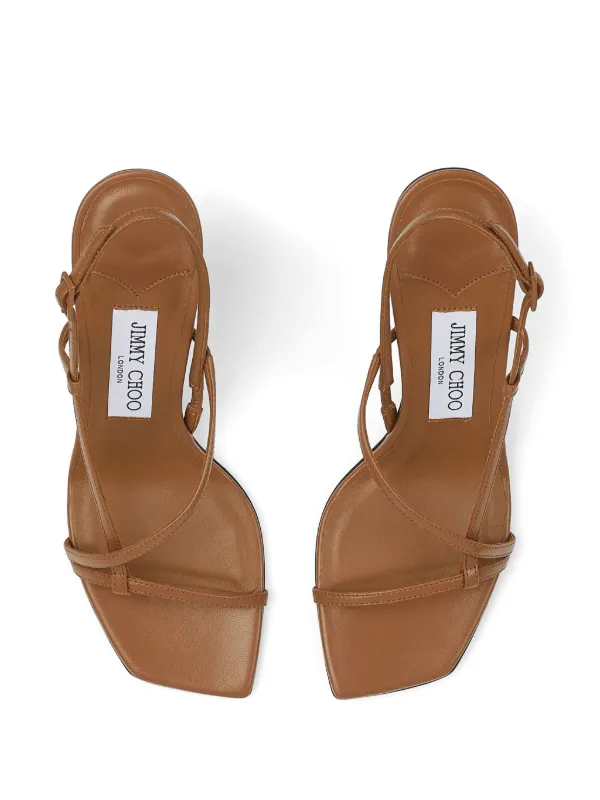 JIMMY CHOO Etana サンダル 80mm SS25【新作】 Jimmy Choo Etana 80mm Leather Sandals | Brown | FARFETCH