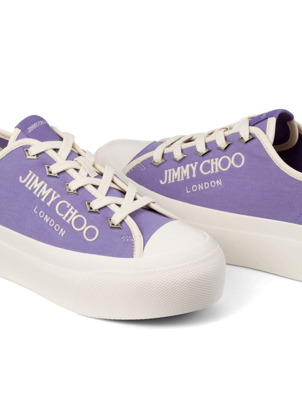 Shop Jimmy Choo Palma Maxi Canvas Sneakers In Purple