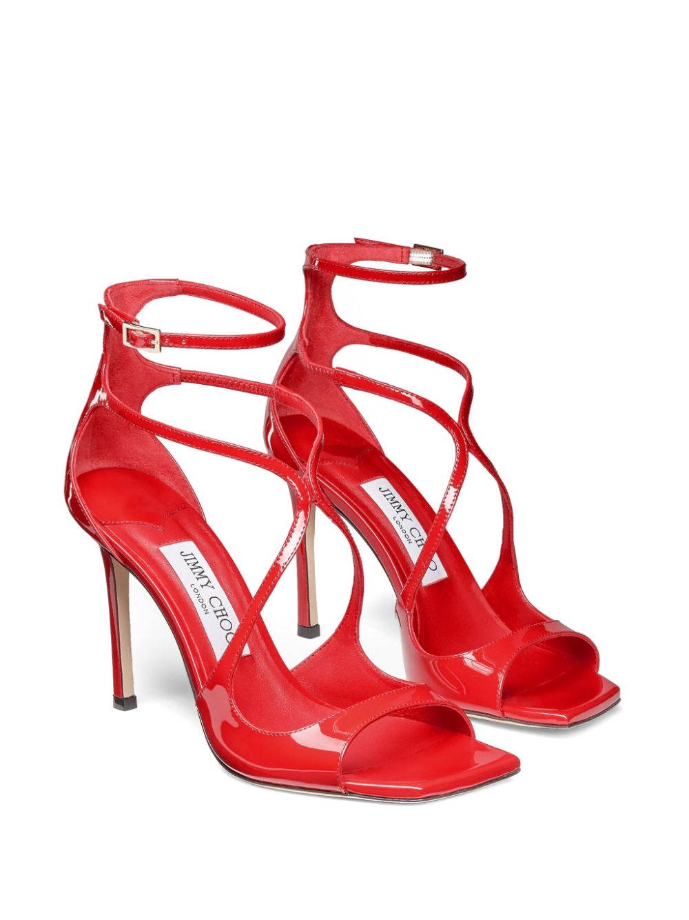 Shop Jimmy Choo 95mm Azia Leather Sandals In Red