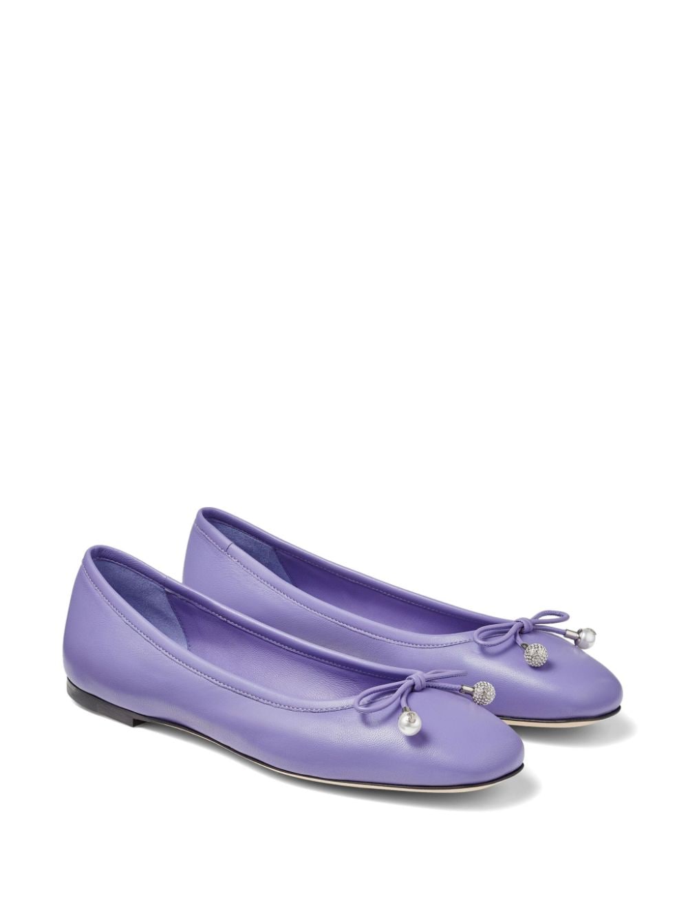 Shop Jimmy Choo Elme Bow Ballerina Shoes In Purple
