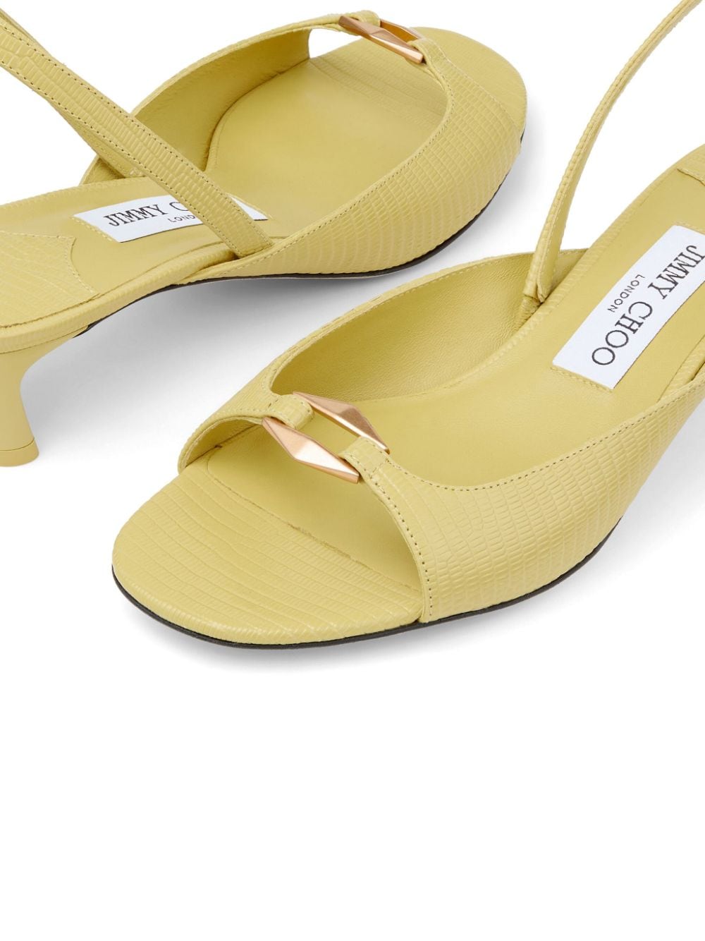 Shop Jimmy Choo Lev 35mm Slingback Sandals In Yellow