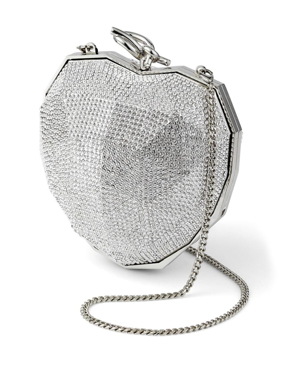 Shop Jimmy Choo Faceted Heart Clutch Bag In Silver