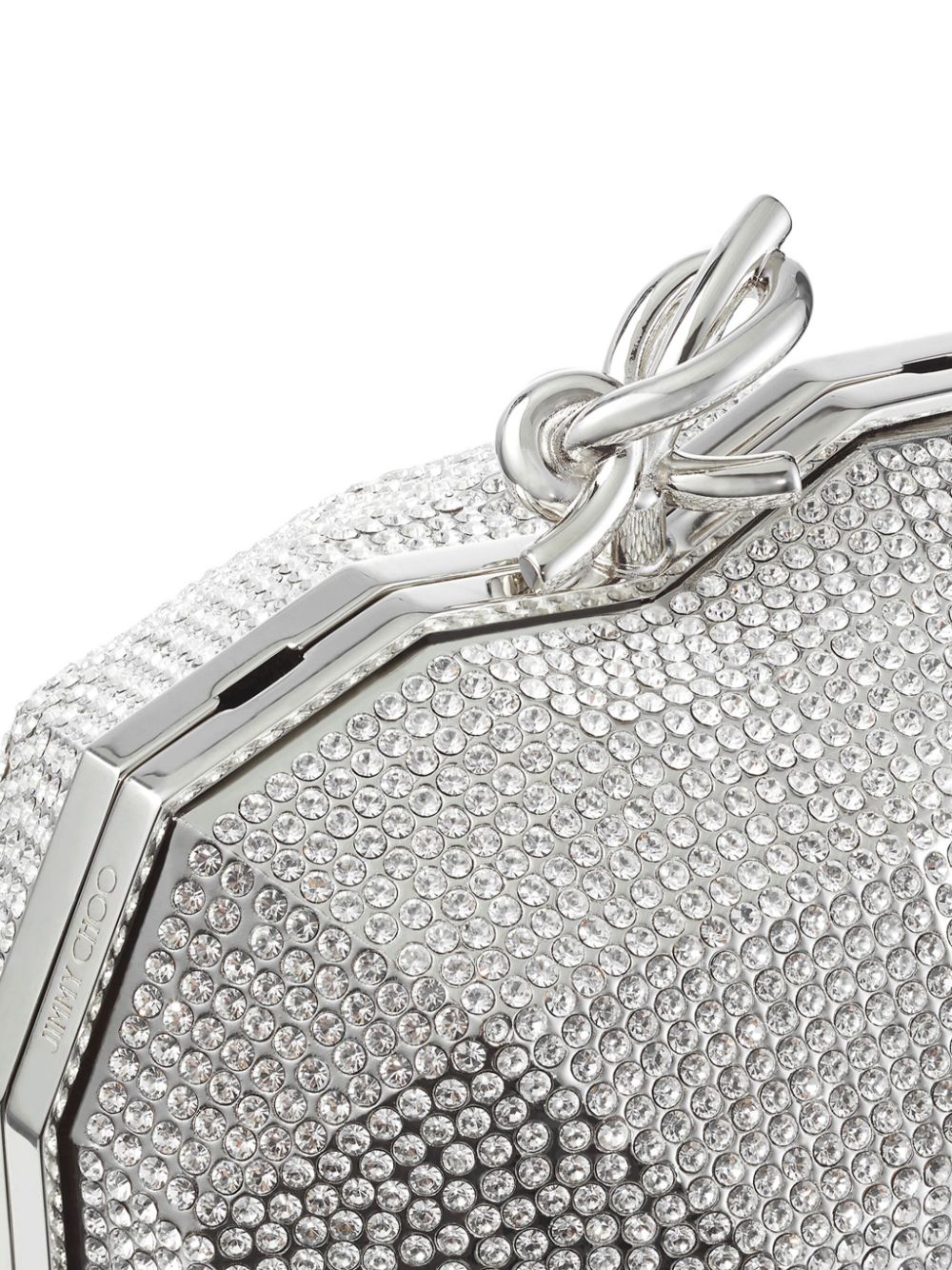 Shop Jimmy Choo Faceted Heart Clutch Bag In Silver
