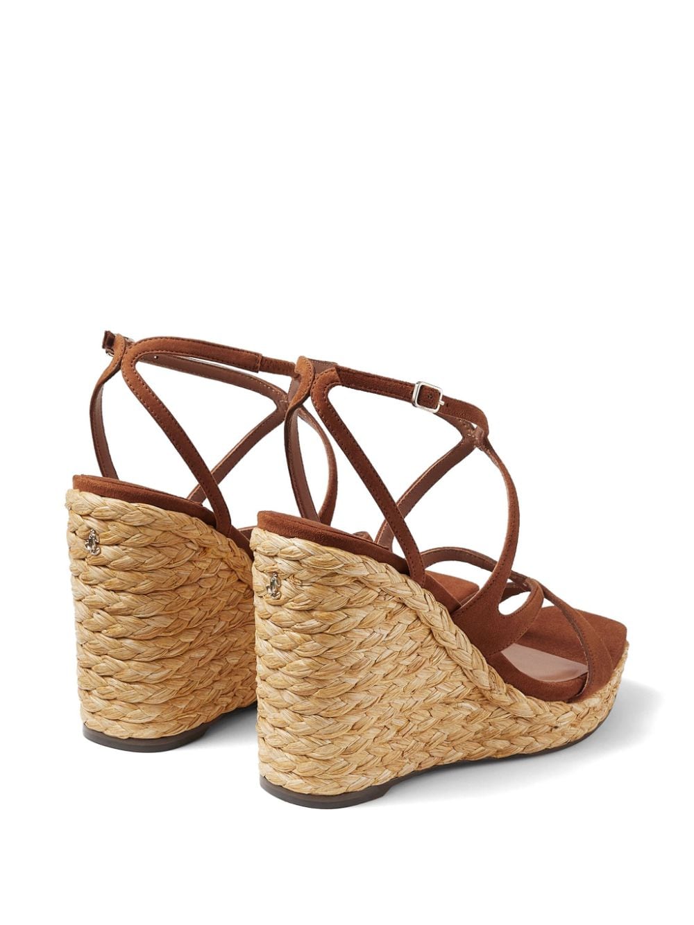 Shop Jimmy Choo 110mm Ayla Raffia Wedged Sandals In Brown