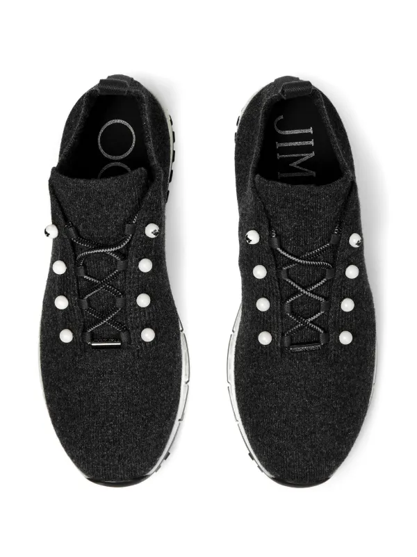 【送料&関税込】Jimmy Choo veles Black Fabric Sneakers Veles | Black Cashmere Knit Trainer | JIMMY CHOO