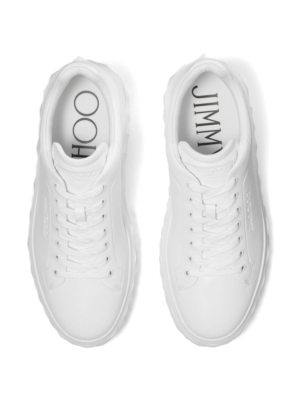 Shop Jimmy Choo Diamond Maxi Leather Sneakers In White