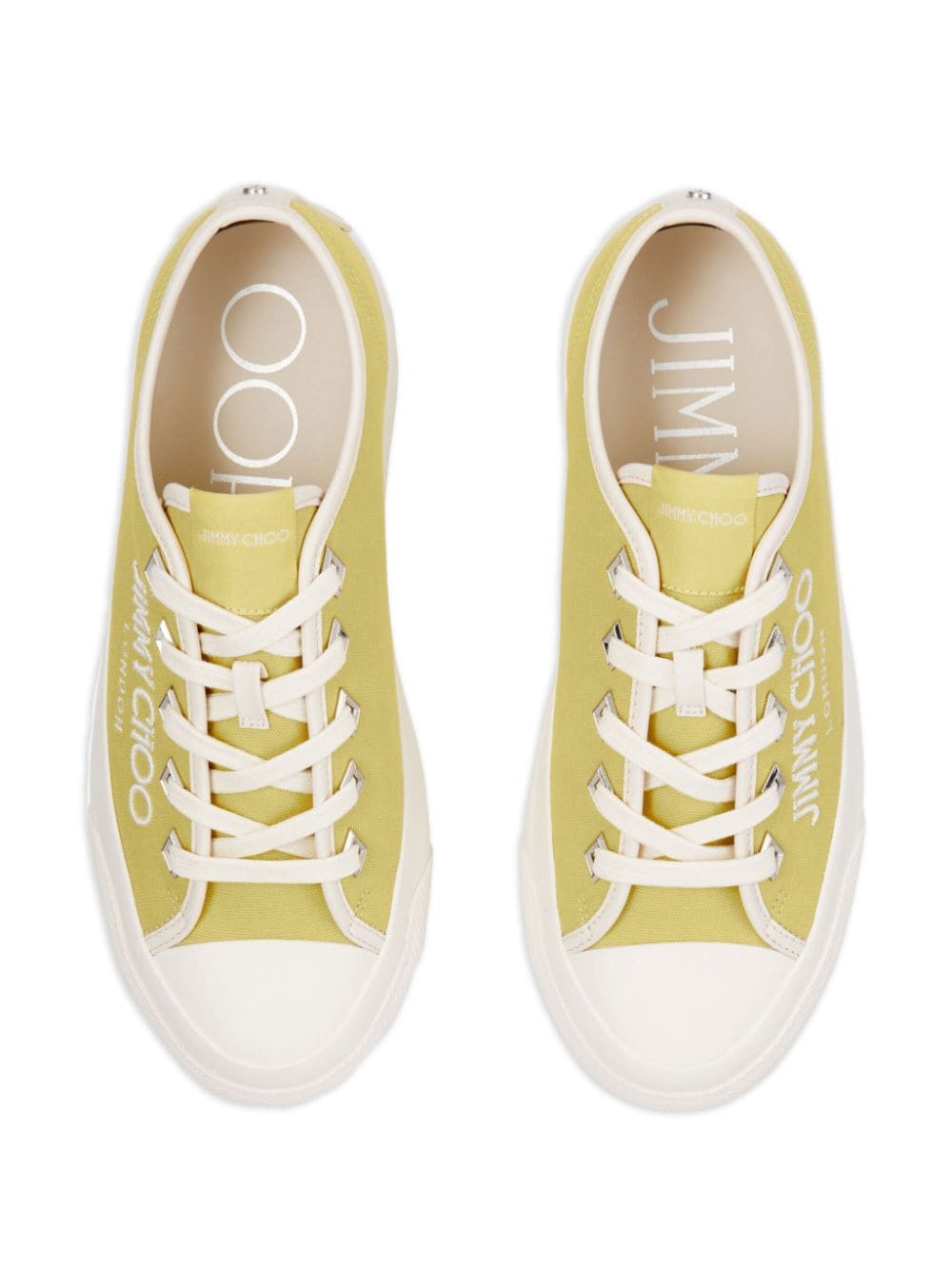 Shop Jimmy Choo Palma Maxi Canvas Sneakers In Yellow