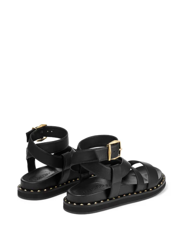 【完売必至】ジミーチュウ■Blaise Flat レザーサンダル Jimmy Choo Blaise レザーサンダル | ブラック | FARFETCH JP