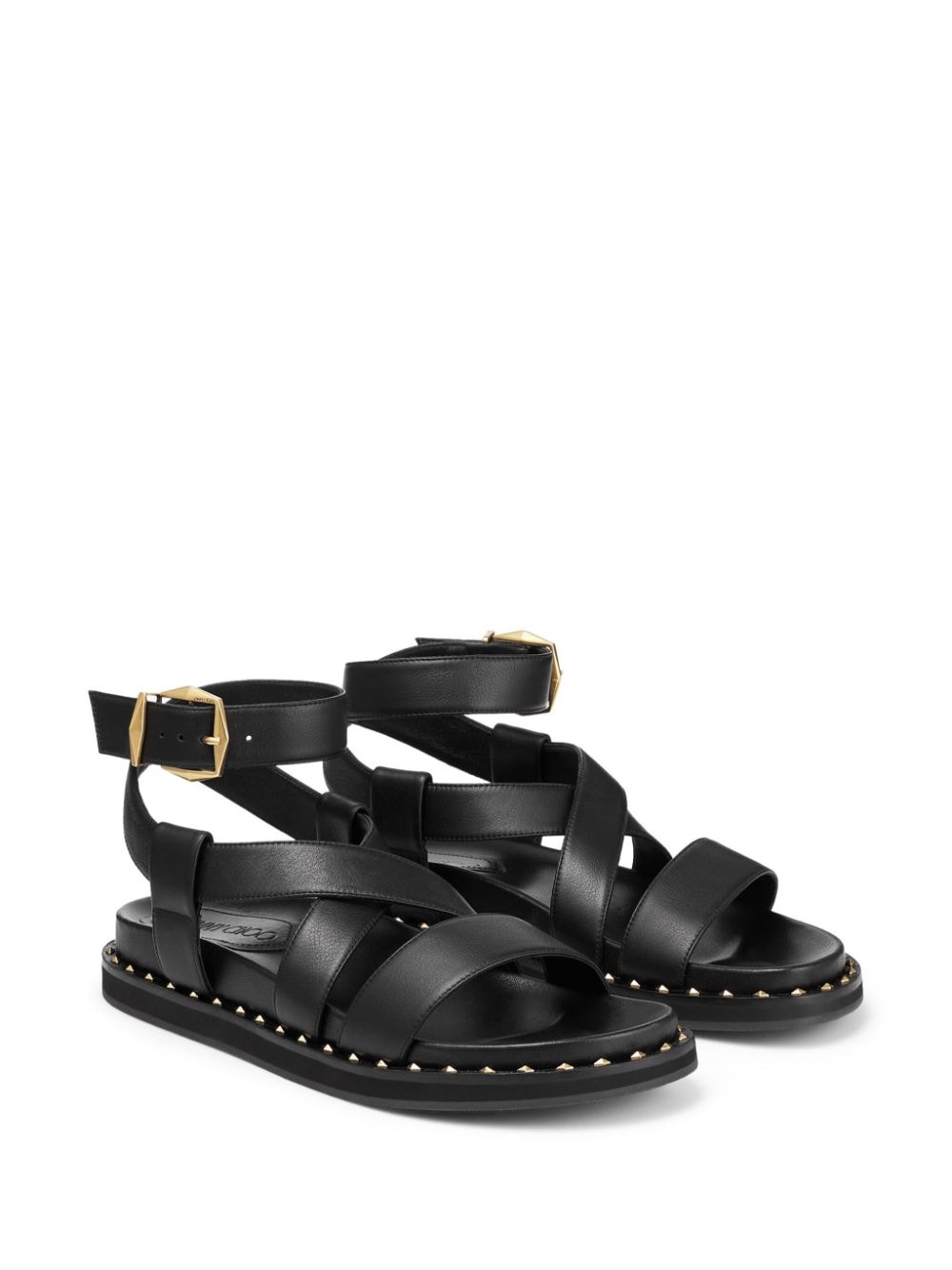 Shop Jimmy Choo Blaise Leather Sandals In Black