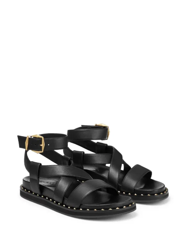 新品★Jimmy Choo★Blaise Flat レザーサンダル Jimmy Choo Blaise Leather Sandals | Black | FARFETCH