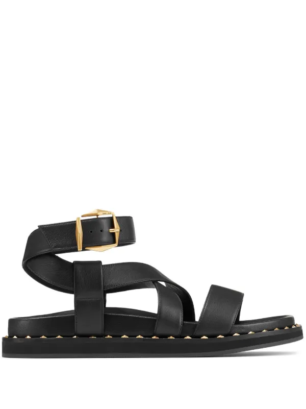 新品★Jimmy Choo★Blaise Flat レザーサンダル Jimmy Choo Blaise Leather Sandals | Black | FARFETCH