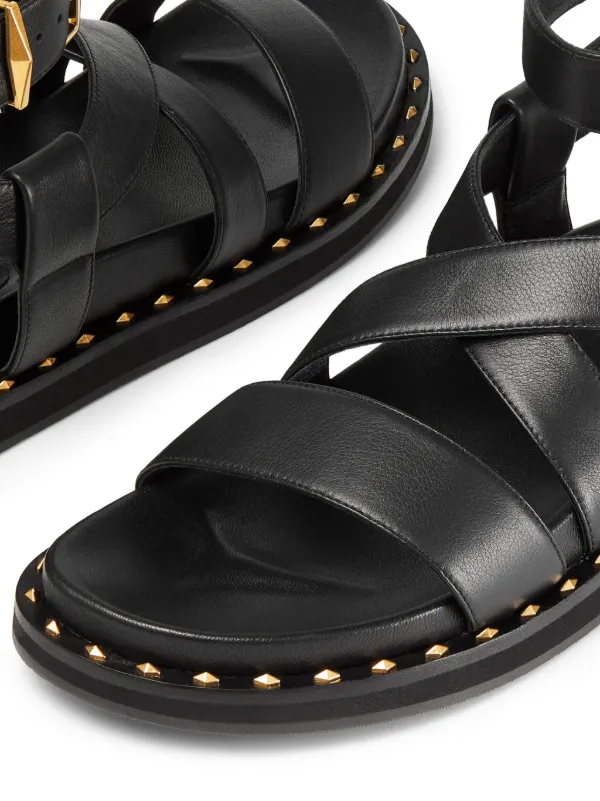 【完売必至】ジミーチュウ■Blaise Flat レザーサンダル Jimmy Choo Blaise レザーサンダル | ブラック | FARFETCH JP