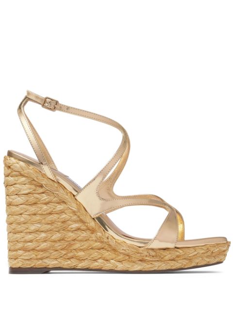 Jimmy Choo 110mm Ayla raffia wedged sandals Women