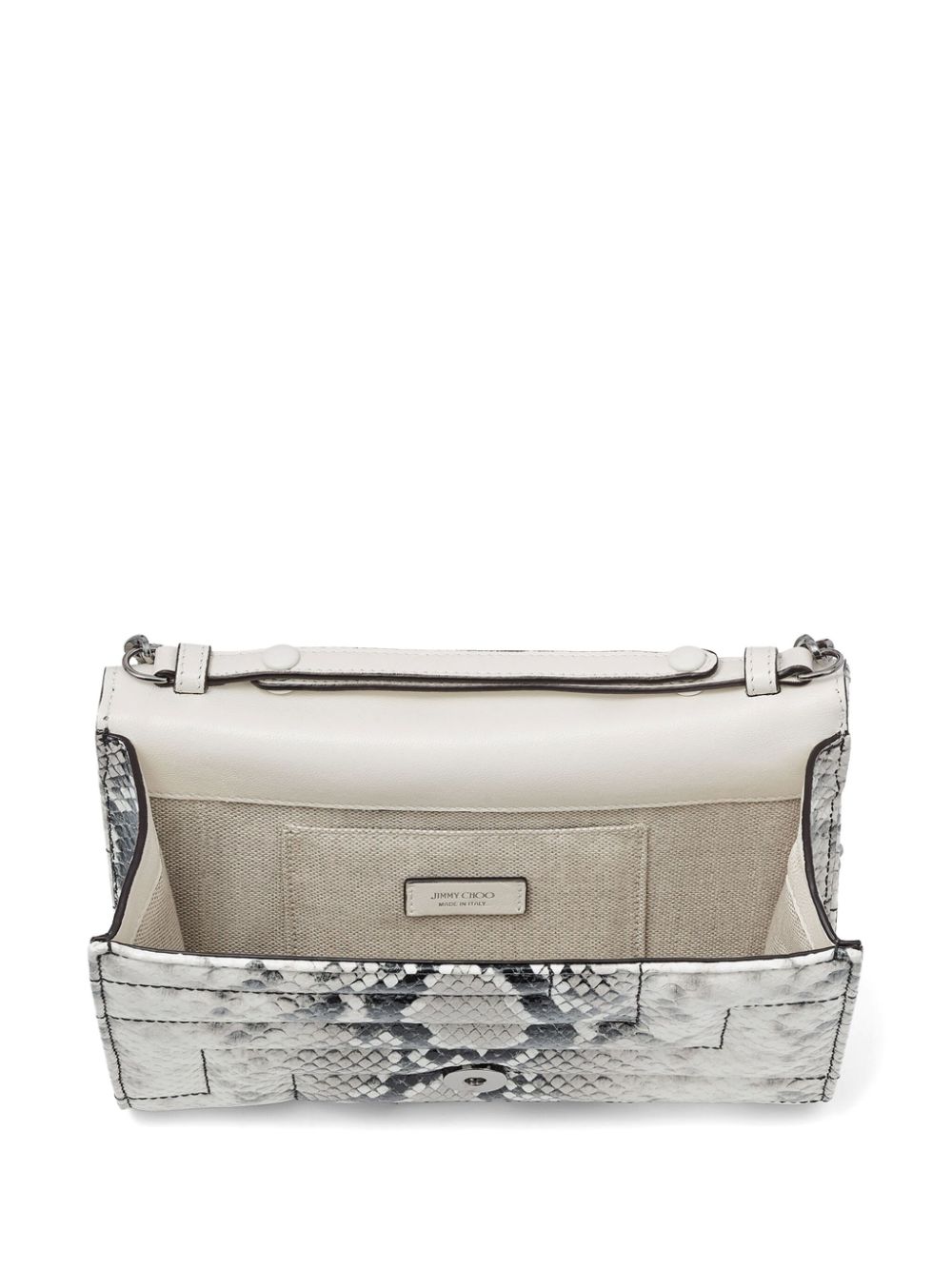 Shop Jimmy Choo Avenue Snakeskin-effect Clutch Bag In Grey