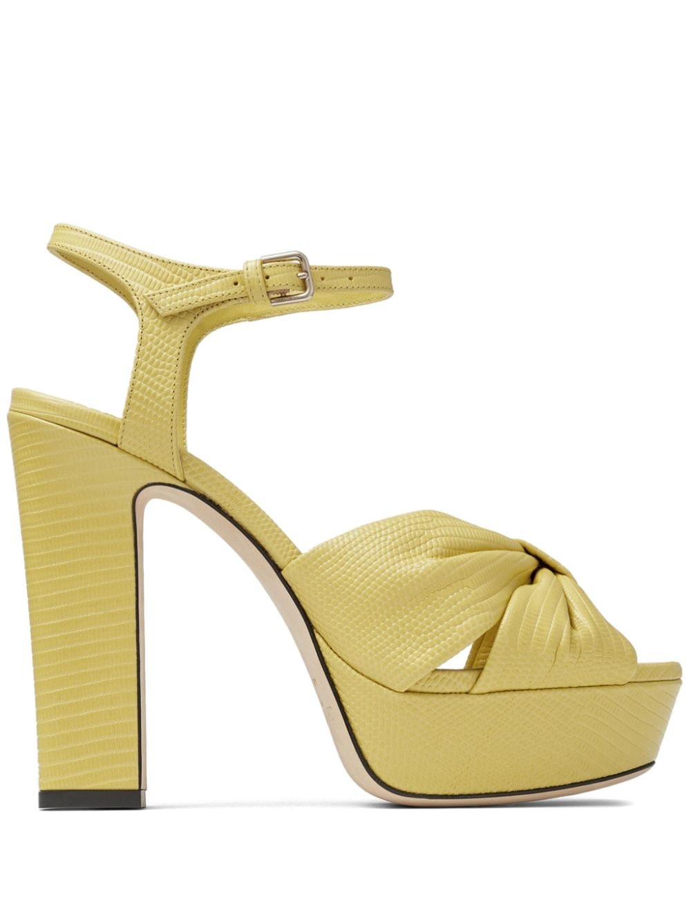 Shop Jimmy Choo 120mm Heloise Leather Platform Sandals In Yellow