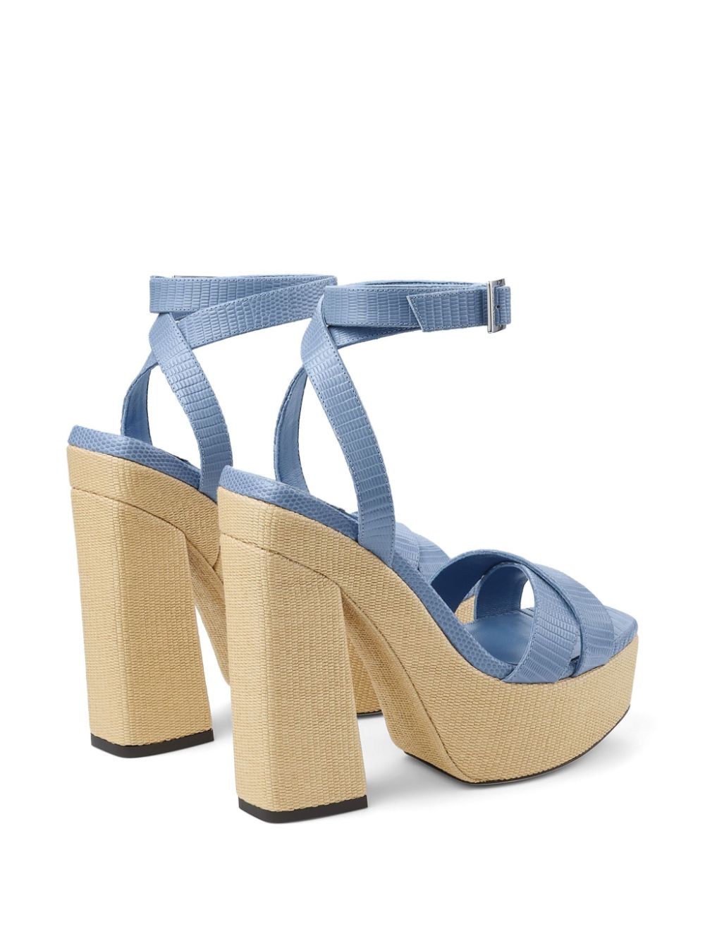 Jimmy Choo 140mm Gaia lizard-print sandals Blue