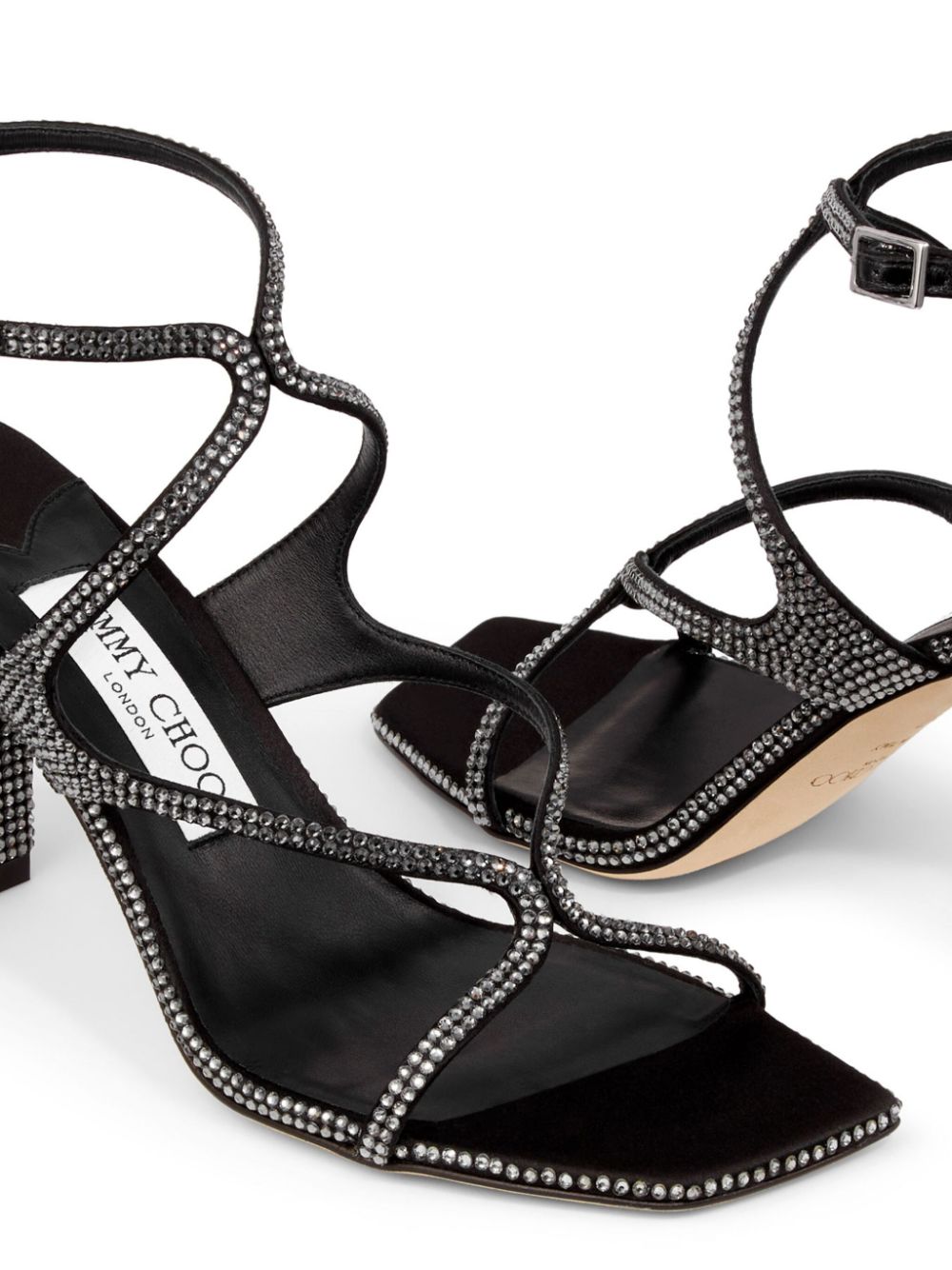 Shop Jimmy Choo Azie 85mm Crystal Sandals In Black