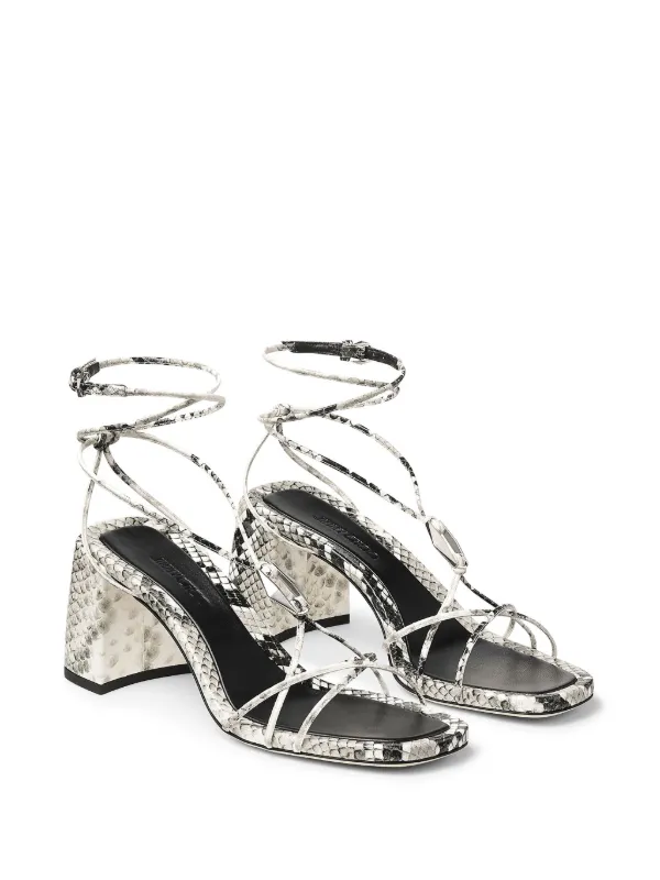 Jimmy Choo Onyxia 70mm Leather Sandals | Neutrals | FARFETCH