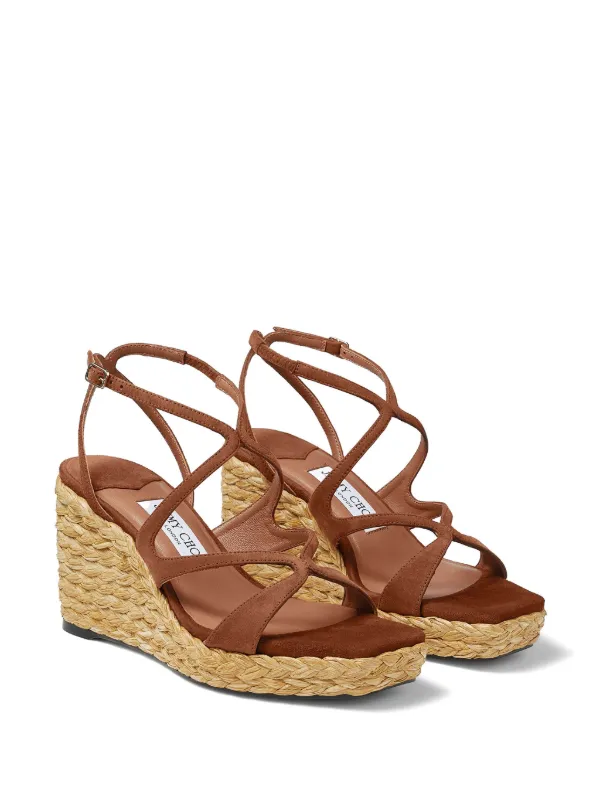 Jimmy Choo Ayla 85mm Wedge Sandals | Brown | FARFETCH