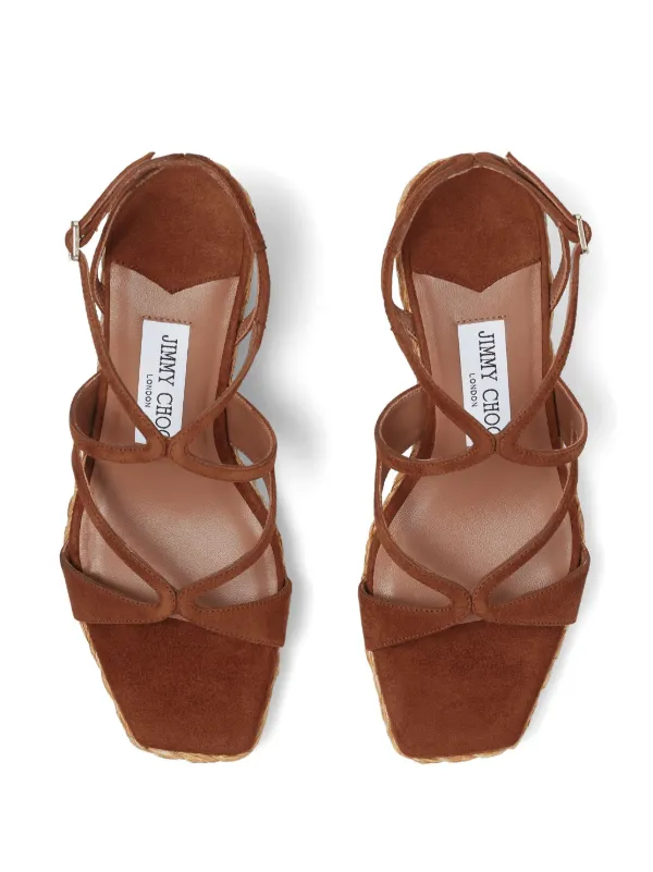 【JIMMY CHOO】AYLA WEDGED SANDALS Jimmy Choo Ayla Suede Wedge Espadrille Sandals - Bergdorf