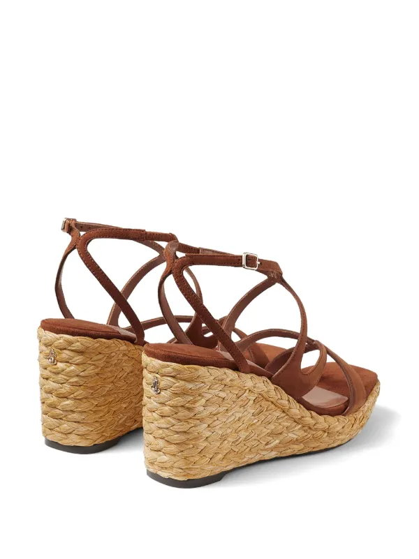 Jimmy Choo Ayla 85mm Wedge Sandals | Brown | FARFETCH