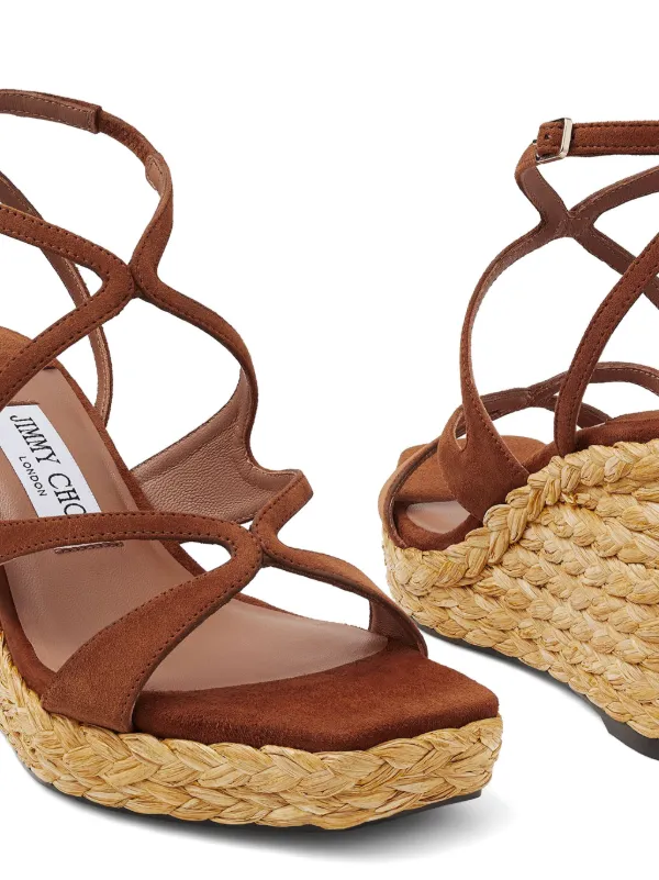 サンダル・ミュール JIMMY CHOO AYLA WEDGED SANDALS Ayla 110 | Gold Metallic Leather Wedge | JIMMY CHOO
