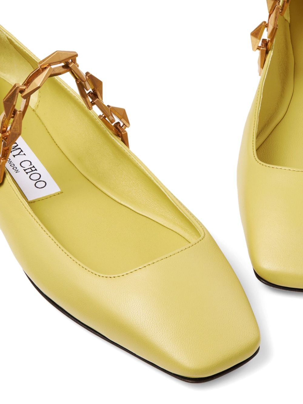 Shop Jimmy Choo Diamond Tilda Leather Ballerina Shoes In Yellow