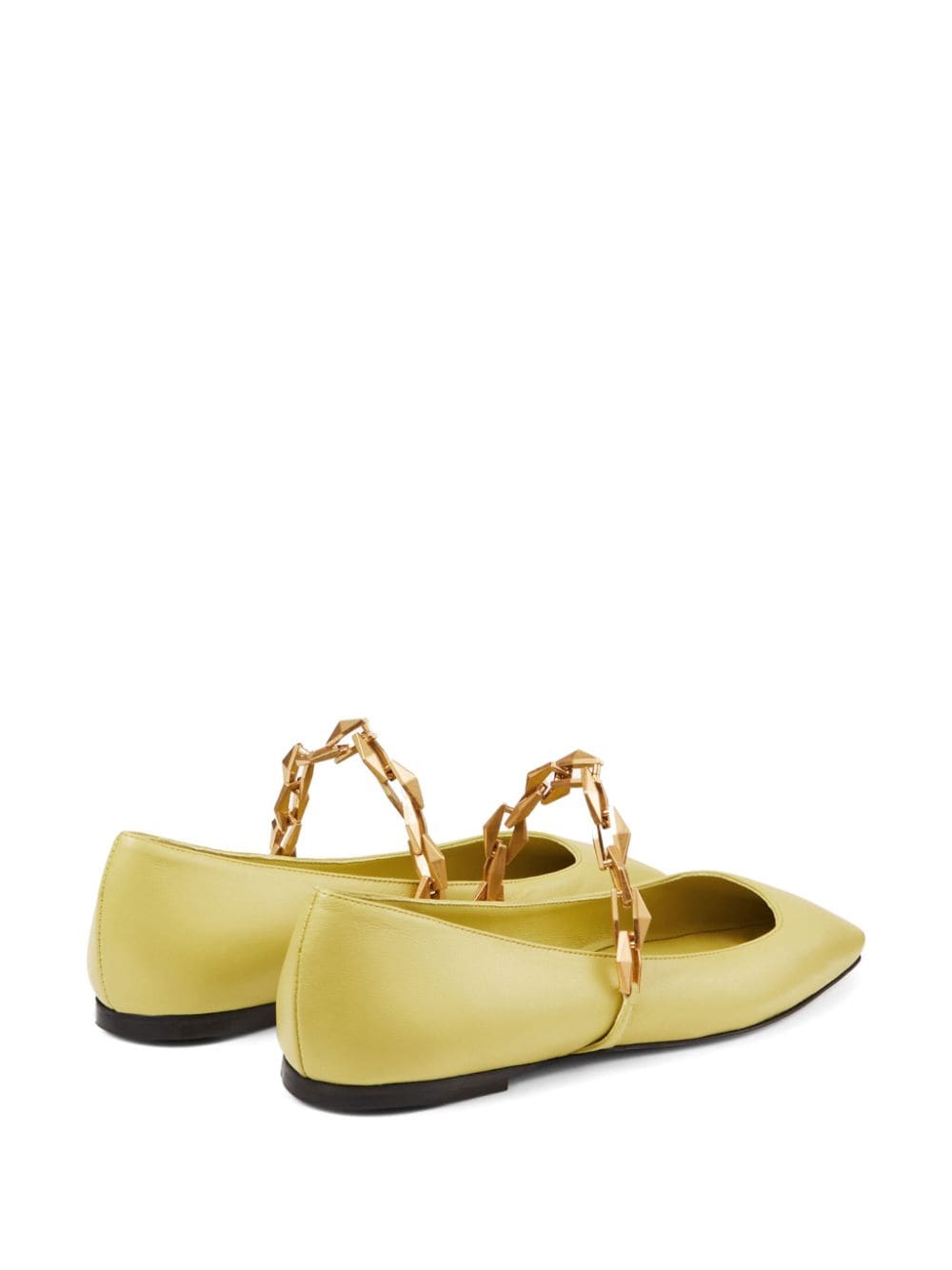 Shop Jimmy Choo Diamond Tilda Leather Ballerina Shoes In Yellow