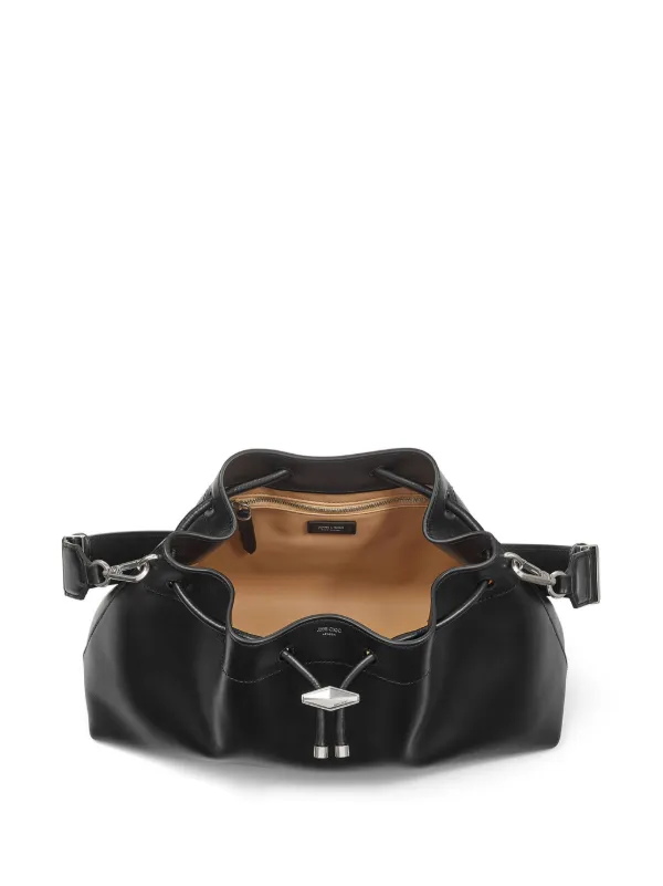 JIMMY CHOO ★Cinch M ★ブラック レザー バケット バッグ Jimmy Choo Cinch レザーバケットバッグ M | ブラック | FARFETCH JP