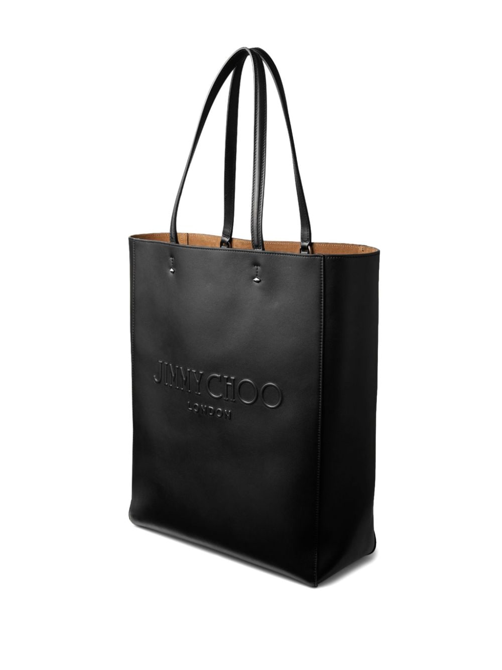 Shop Jimmy Choo Debossed-logo Leather Tote Bag In Black