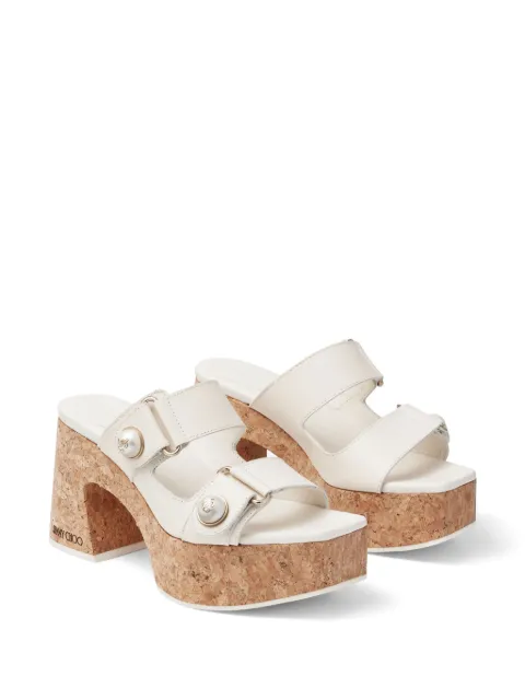 Jimmy Choo Fayence 95mm leather platform mules FAYENCEWEDGE95SQM - 1