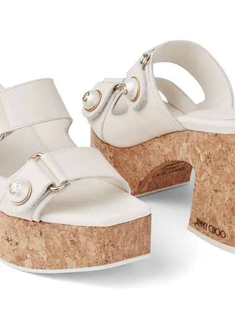 Jimmy Choo Fayence 95mm leather platform mules FAYENCEWEDGE95SQM - 2