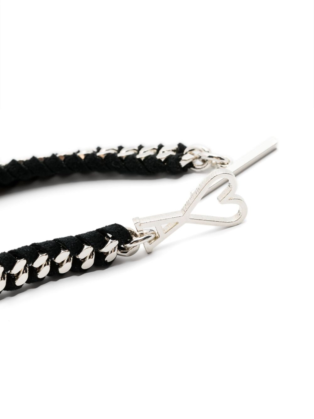 Shop Ami Alexandre Mattiussi Ami De Coeur Braided-chain Bracelet In Black