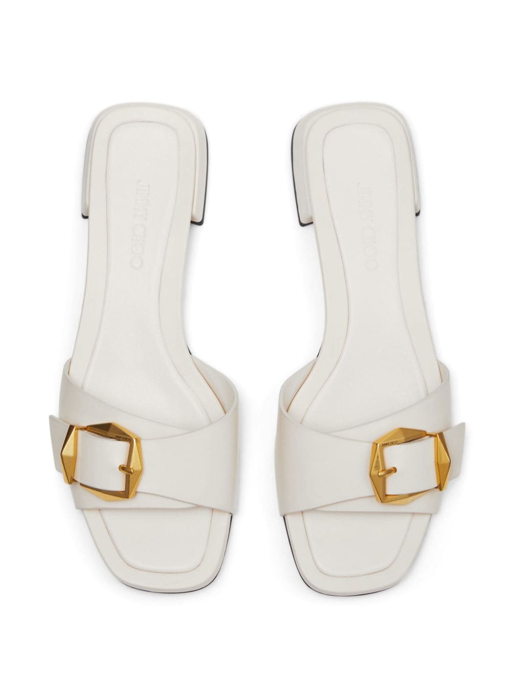 Shop Jimmy Choo Hawke Buckled Leather Slides In Neutrals