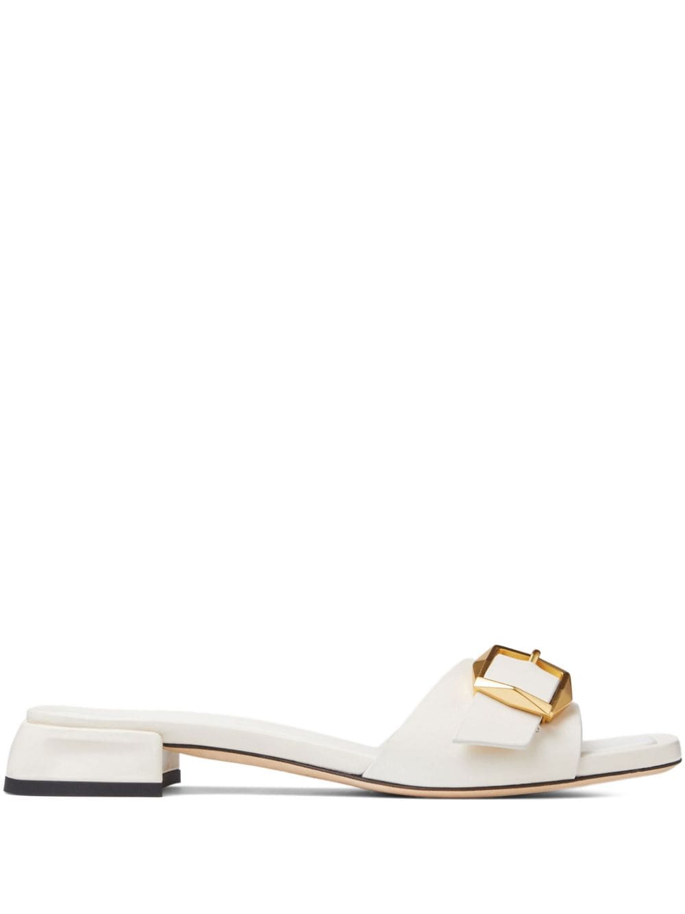 Jimmy Choo Hawke Buckled Leather Slides In Neutrals