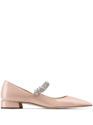 Jimmy Choo Bing ビジューストラップ フラットパンプス | ピンク