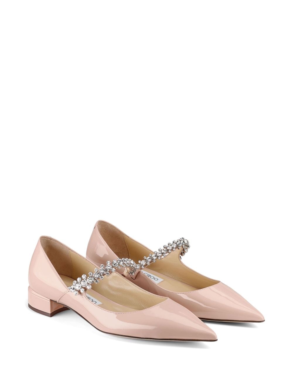 Shop Jimmy Choo Bing Crystal-strap Ballerina Shoes In Pink