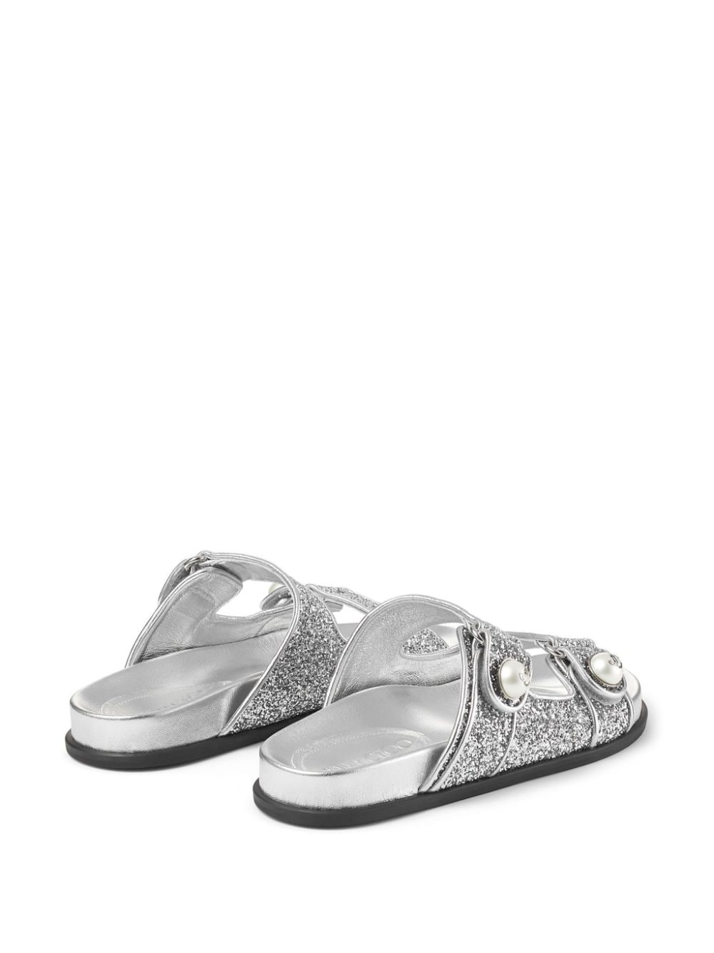 Shop Jimmy Choo Fayence Glitter Leather Sandals In Silver