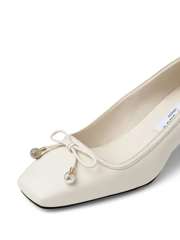 Jimmy Choo 45mm Elme Nappa Leather Pumps | White | FARFETCH