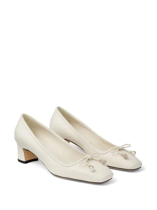 JIMMY CHOO Elme 45 ナッパレザー パンプス Jimmy Choo 45mm Elme Nappa Leather Pumps | White | FARFETCH