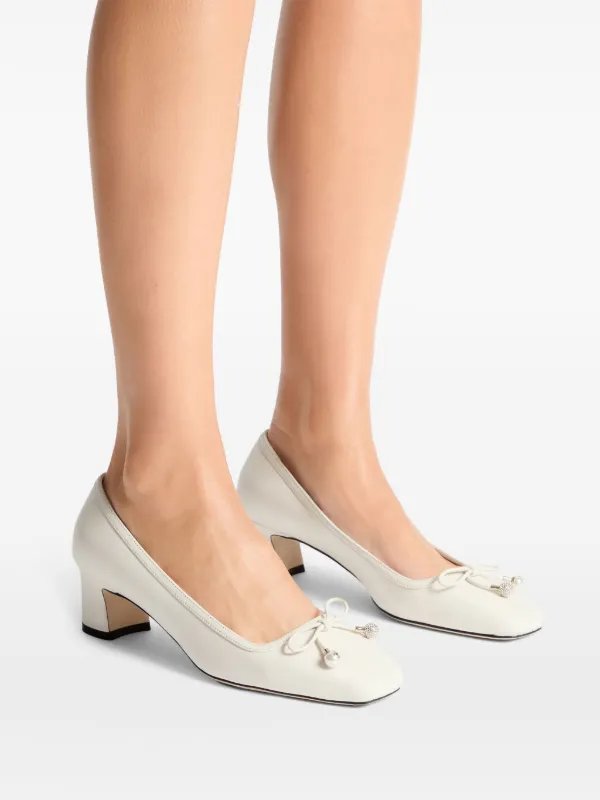 Jimmy Choo 45mm Elme Nappa Leather Pumps | White | FARFETCH
