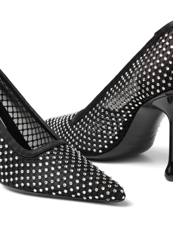 Jimmy Choo パンプス IXIA95QHSBLACK IXIA 95 | Black Satin Pumps with Flowers | New Collection