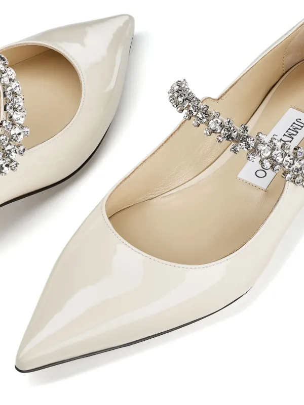 Jimmy Choo Bing crystal-strap Ballerina Shoes | Neutrals